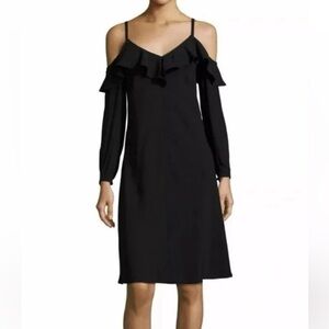 A.L.C. Black Ruffle Cold Shoulder Dress